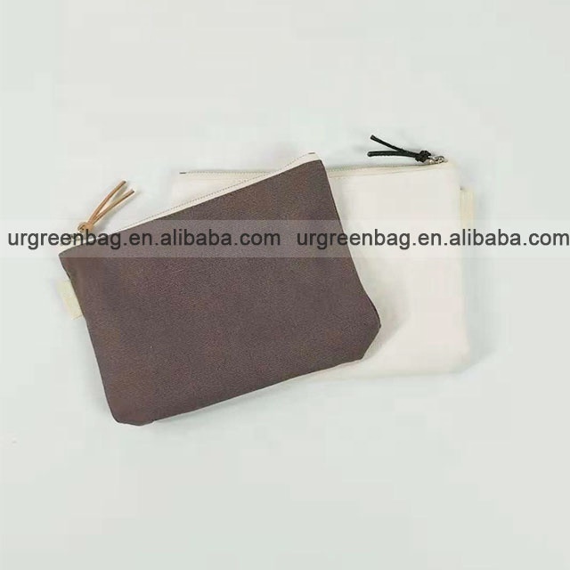 Custom color canvas cotton zipper bag cosmetic stationery pouch