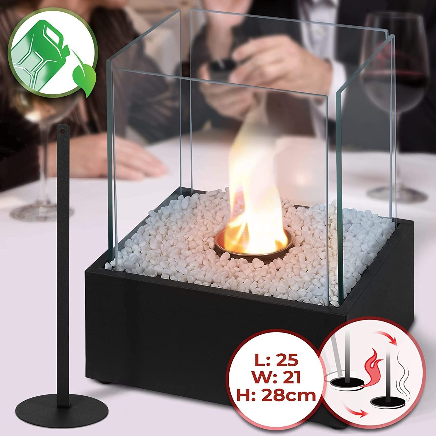 High Quality Table Fireplace Mini Ethanol Kamin Glass Bio Fireplace PorTable Fire Pit