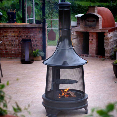 Ur-health Outdoor BBQ grills Fire Pit heater wood pellet wood fireplace round stove fire pit with chimney