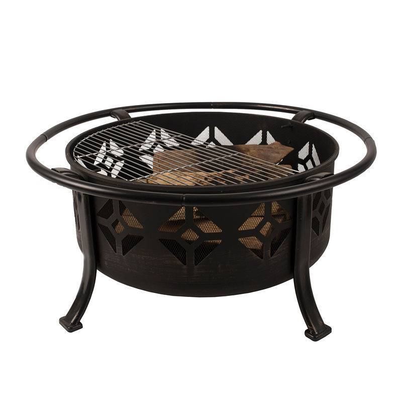 Ur-health Fire Pit for Outside Wood Burning Outdoor Fireplace with Spark Screen, Poker for Bonfire Patio Backyard Garden