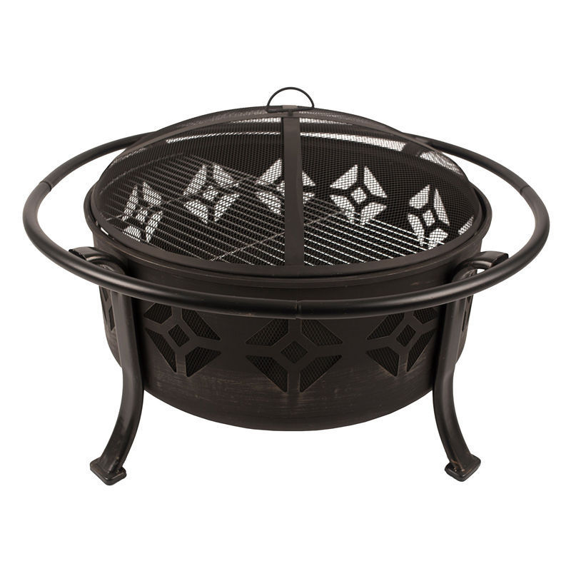 Ur-health Fire Pit for Outside Wood Burning Outdoor Fireplace with Spark Screen, Poker for Bonfire Patio Backyard Garden