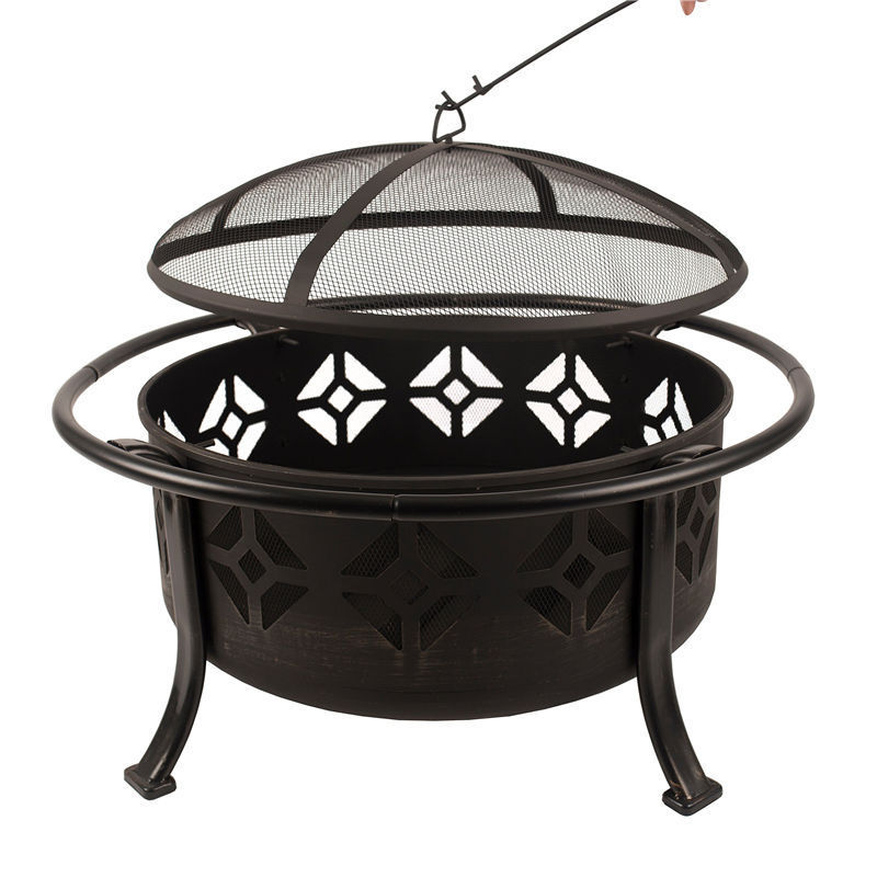 Ur-health Fire Pit for Outside Wood Burning Outdoor Fireplace with Spark Screen, Poker for Bonfire Patio Backyard Garden