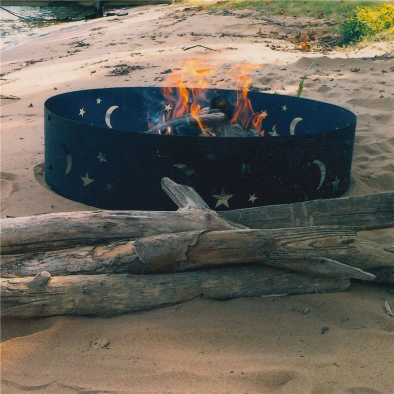 Ur-health Fire Pit Set Wood Burning Pit Includes Screen, Cover and Log Poker 36 inch Round Star and Moon Firepit