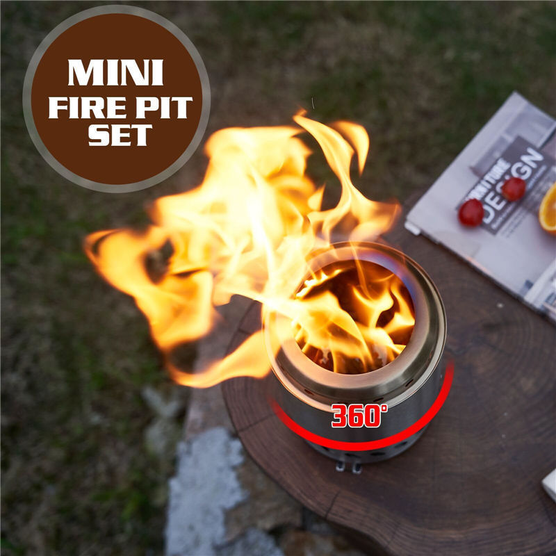 Ur-health Outdoor Table Top Fire Pit Stainless Steel Mini Wood burning Smokeless Outdoor Fire Pit Burner