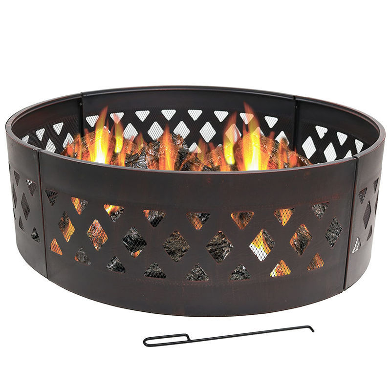 Ur-health Outdoor Fire Pit Round Heavy-Duty Steel Fire Ring Wood Burning Firepit