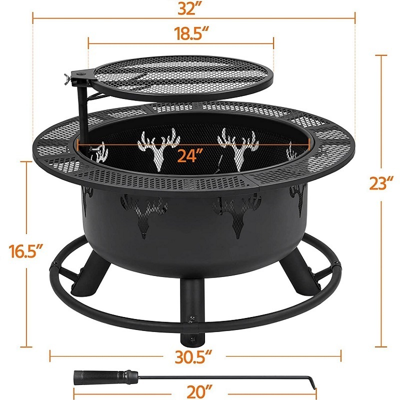 Hot Selling Wood Burning Outdoor Fire Pit Reusable Indoor Tabletop Fireplace Round Bbq Metal Firepit Bowl Outdoor