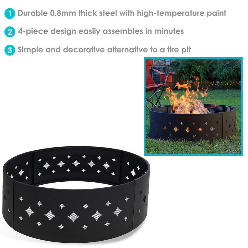 Ur-health Wood Burning Fire Pit Campfire Ring with Cooking Grate and Fire Poker 36 Inch Outdoor Camping Fire Pit