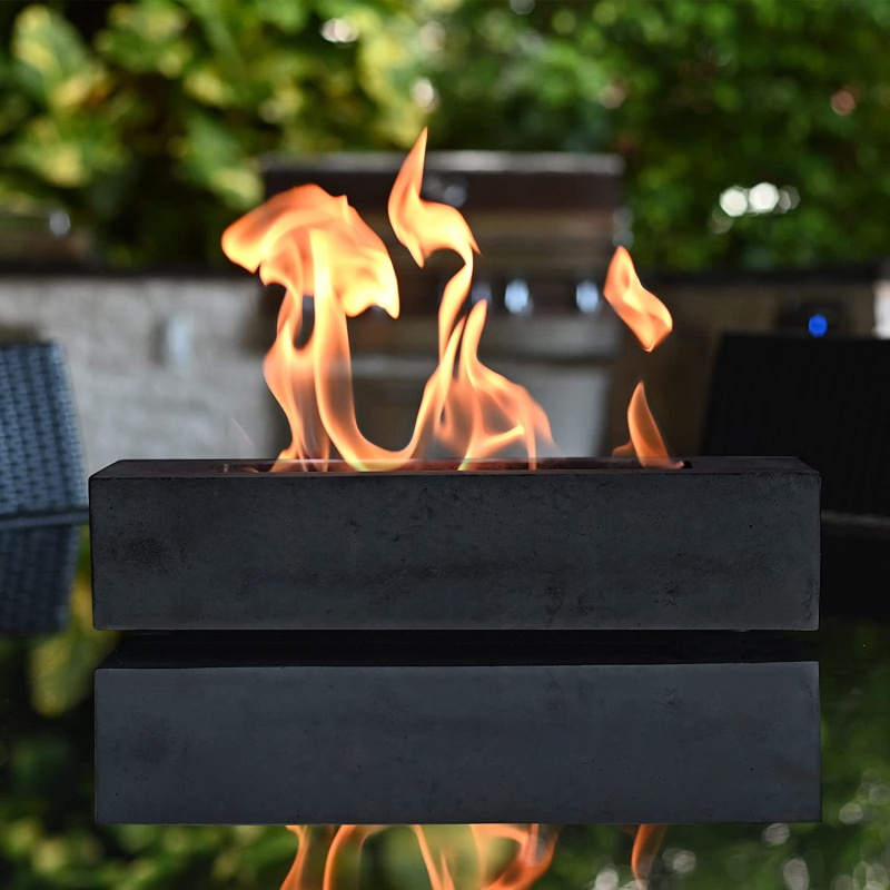 Ur-health Concrete Tabletop Fire Pit Smokeless Odourless Alcohol Tabletop Fireplace Rectangular Outdoor Portable  Fire Pit  grey