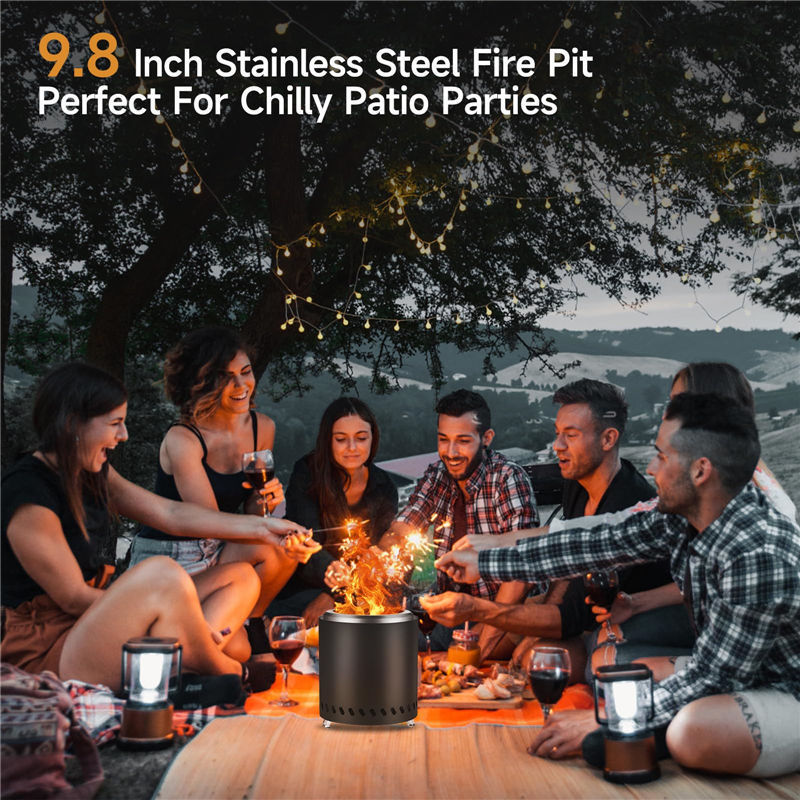 Ur-Health 22cm 201ss Outdoor Table Fire Pit And Patio, Fueled By Pellets Wood Burning Tabletop Fire Pit