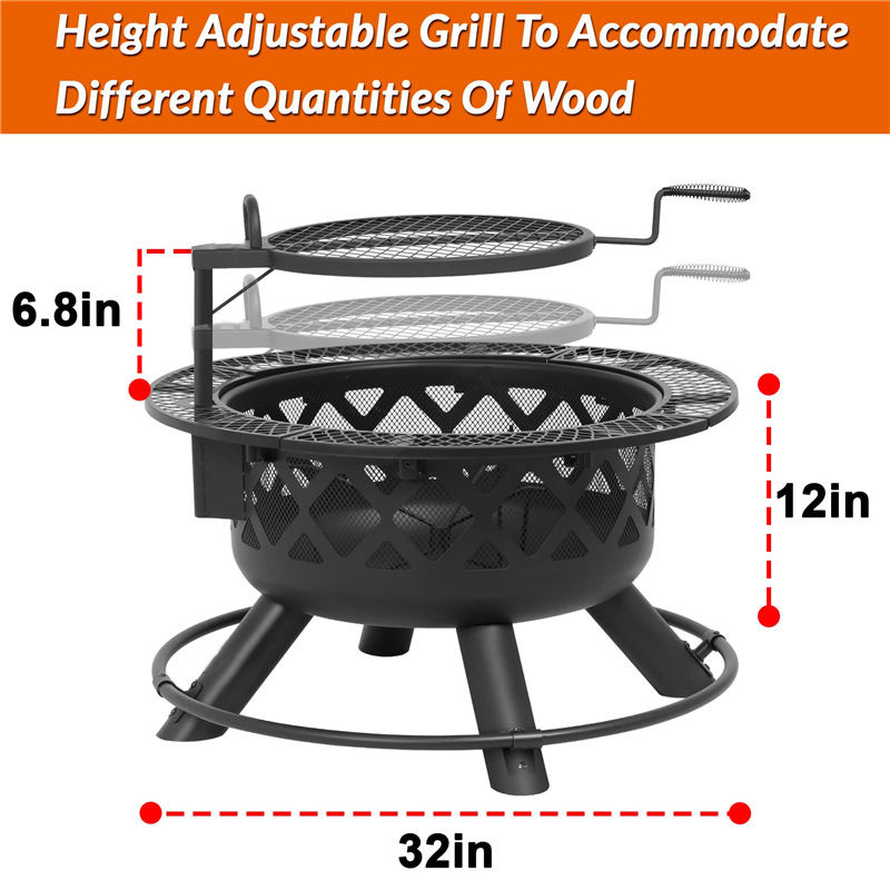 Ur-health Best Seller Outdoor Patio Backyard Fire Pit Spark Screen Industries Black Mesh Cover With Handle