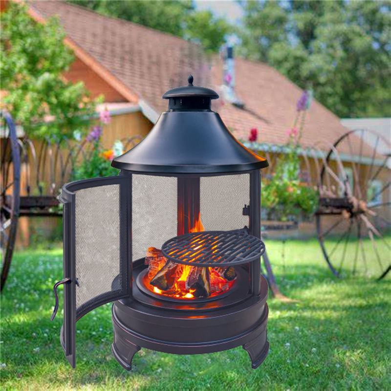 Ur-health Portable Wood Pagoda Fire Pit with Removable Cooking Grill