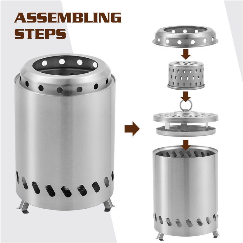 Ur-health Outdoor Stainless Steel Bonfires Brazier mini Smokeless Stove Charcoal Portable Camping Fire Pit