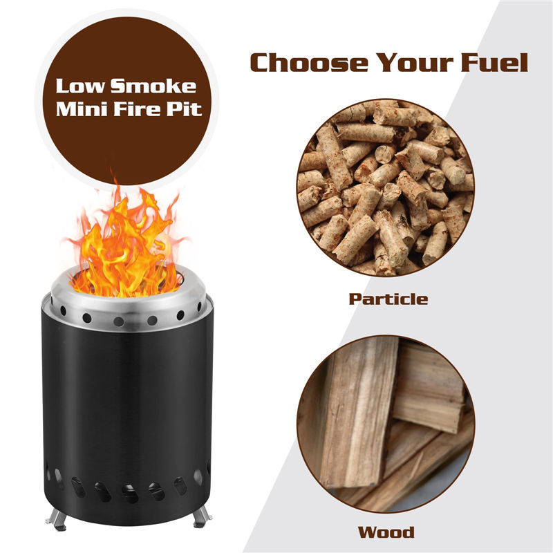 Ur-Health Smokeless Fire Pit Outdoor Firewood Stove Portable Stainless Steel Fire Bowl Wood Stove Tabletop Fire Pit