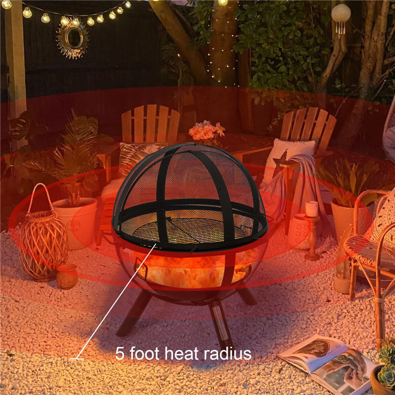 Ball Shaped Outdoor Garden Patio Backyard Bowl Flaming Steel Sphere Portable Smokeless Brazier Wood Burning Fire Pit