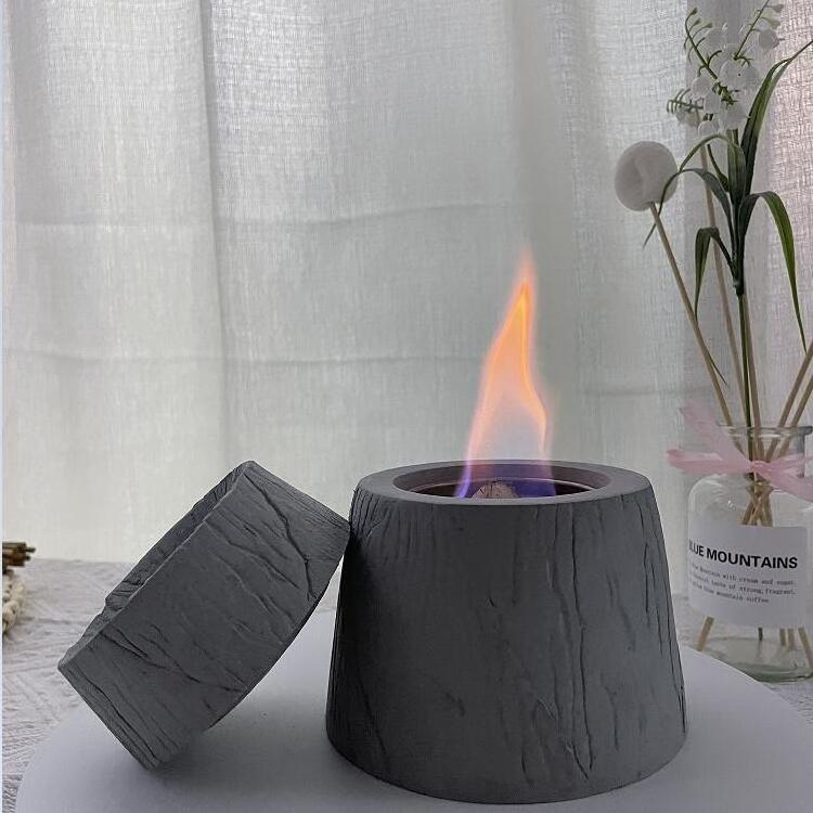 Classic Concrete Tabletop Fire Pit - Fire Bowl, Portable Fire Pit, Small Personal Fireplace for Indoor and Garden Use