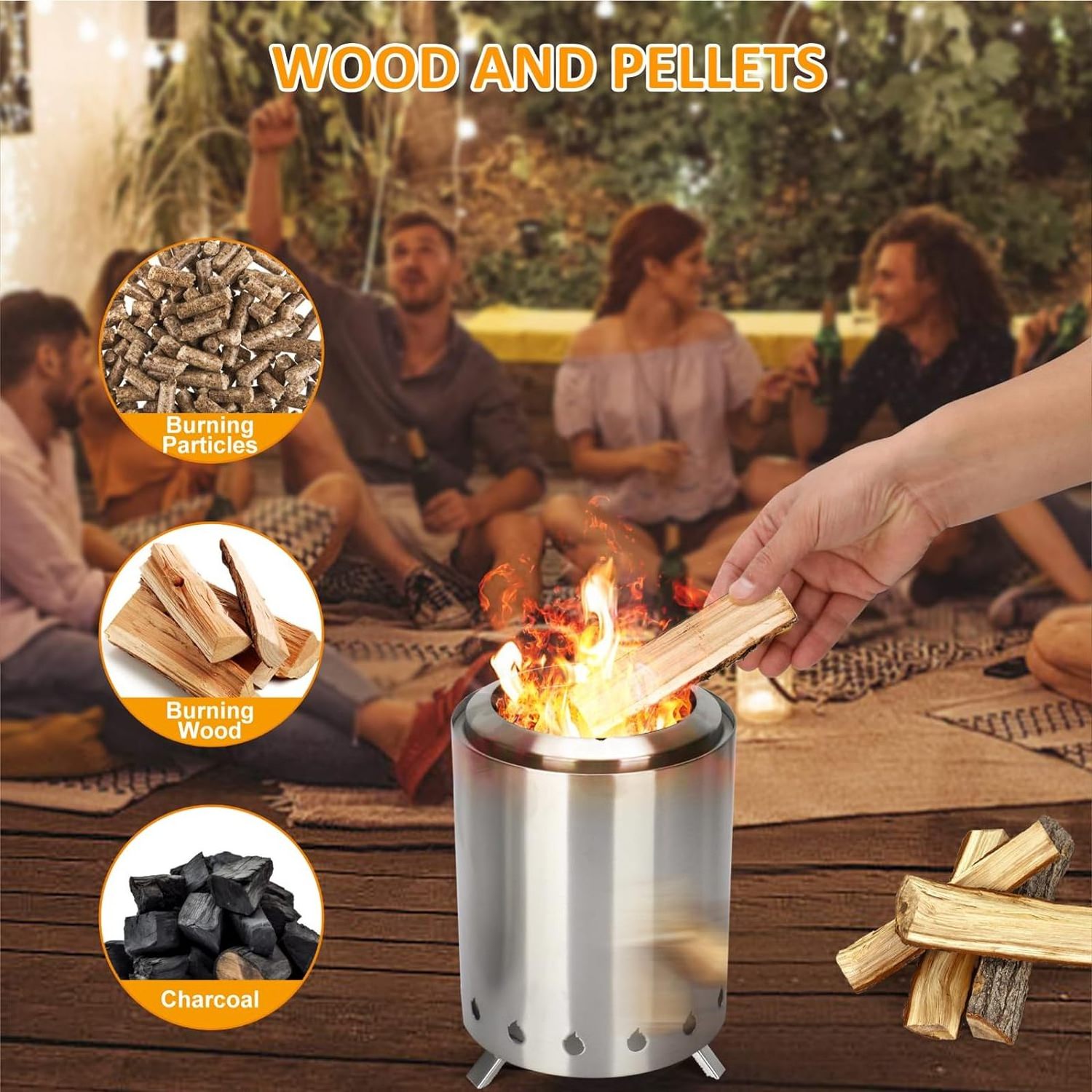 Ur-health Round Fire Pit Smokeless Portable Camp Fire Pit