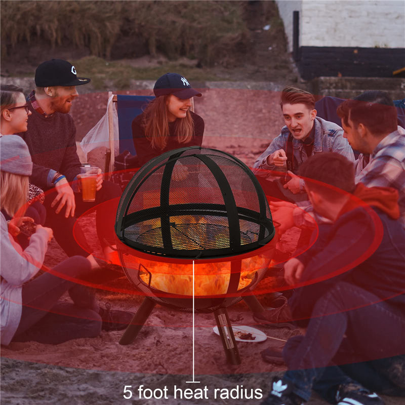 Ball Shaped Outdoor Garden Patio Backyard Bowl Flaming Steel Sphere Portable Smokeless Brazier Wood Burning Fire Pit