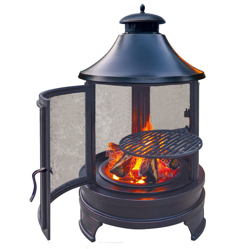 Ur-health Portable Wood Pagoda Fire Pit with Removable Cooking Grill