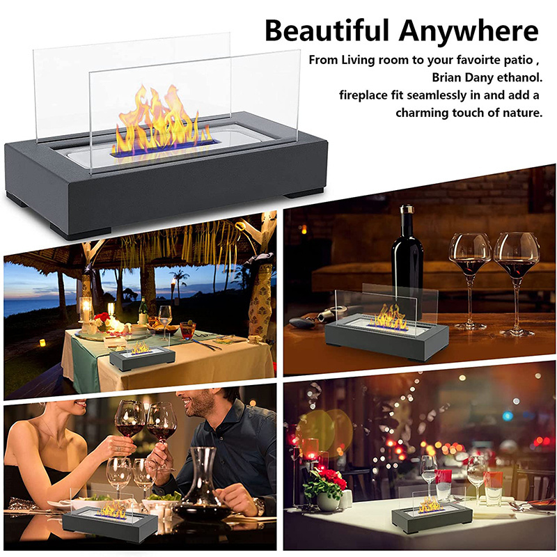 Indoor Outdoor Freestanding Fireplace Tabletop Fire Pit Decorative Ethanol Fireplace Metal Bioethanol Fireplace