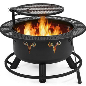 Hot Selling Wood Burning Outdoor Fire Pit Reusable Indoor Tabletop Fireplace Round Bbq Metal Firepit Bowl Outdoor