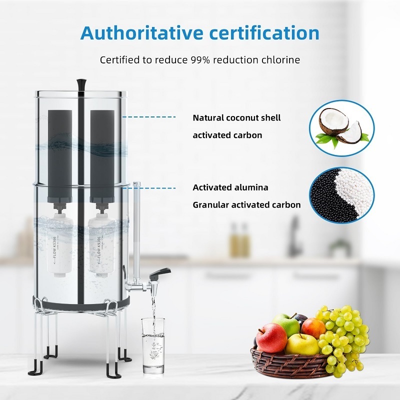 Ur-health Gravity Fed Water Filtration System Stainless Steel Water Filter