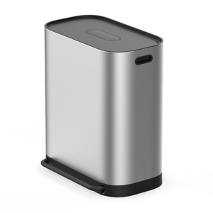 Urise 16 Gal Stainless Steel Dual Trash Garbage Can Waste Recycle Bin with Odor Eliminator (60L)