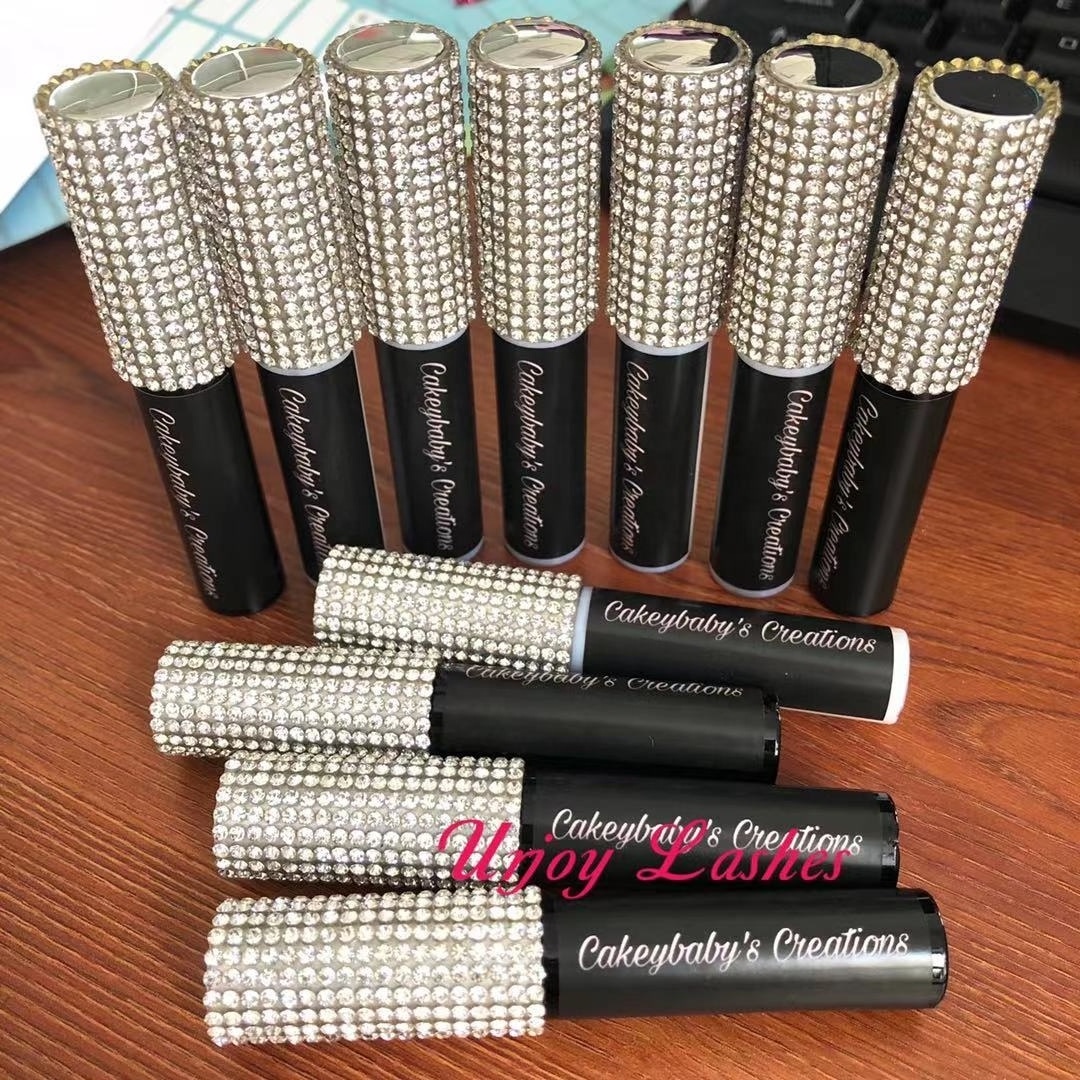 Private label mink strip lash adhesive rhinestone top safe skin fast dry strong stick lash glue waterproof lashglue