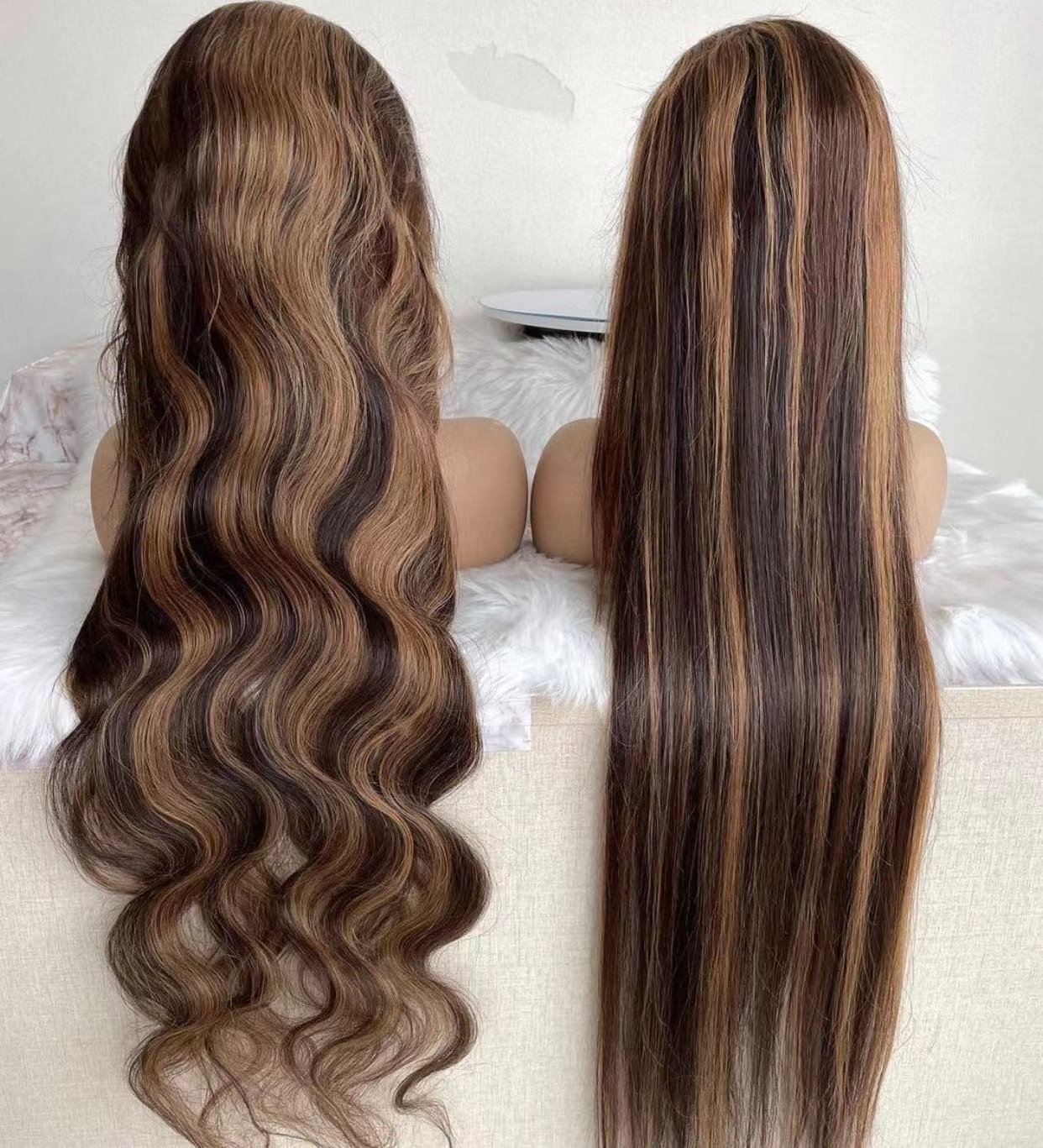 Hot selling Virgin malaysian 100% human hair piano color wigs Body Wave natural straight style highlight color lace front wigs