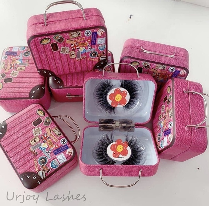 Mini suitcases lash packaging box wholesale fluffy 5D 25mm mink eyelashes New arrival