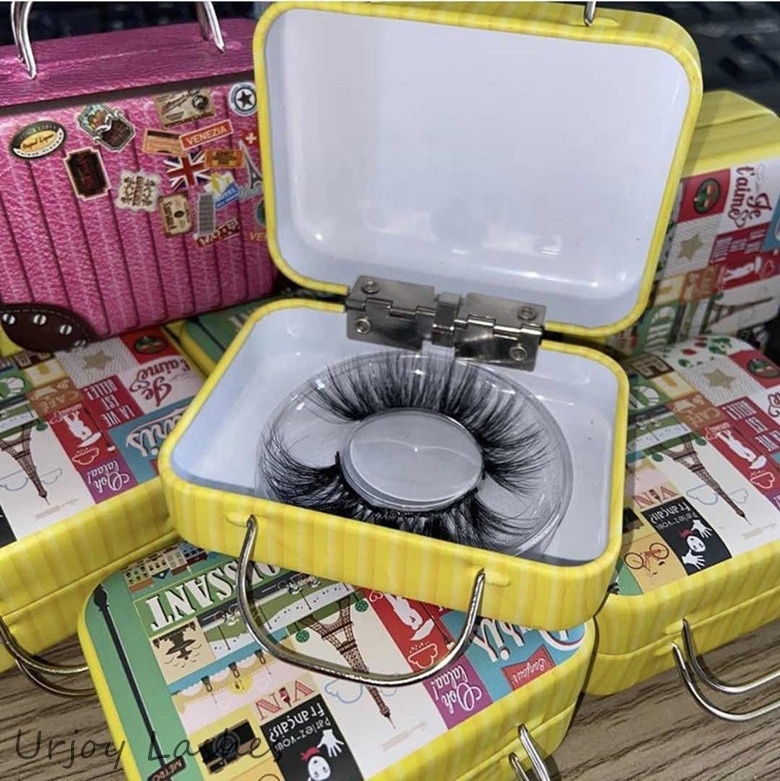 Mini suitcases lash packaging box wholesale fluffy 5D 25mm mink eyelashes New arrival