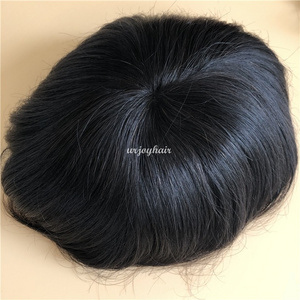 Natural black men hair pieces Indian remy human hair swiss lace with clear pu toupee for men cheap price men wig top quality