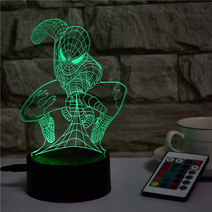 Spiderman 3D Night Light USB Color Touch Remote Control LED Creative GIFT 3D small table lamp Decoration led night lights