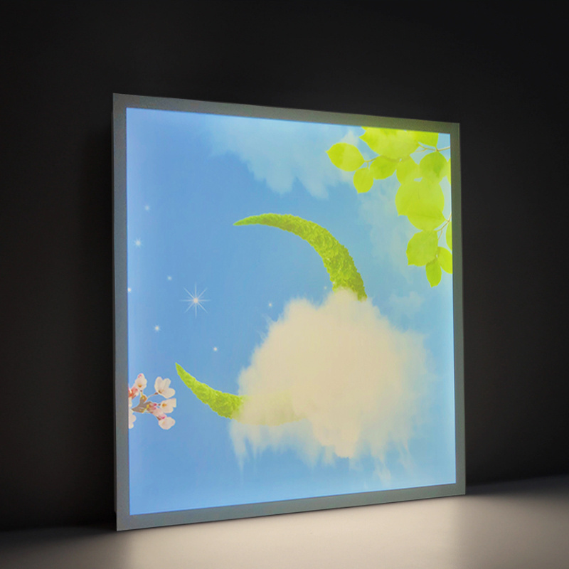 60X60cm 30X120cm Custom Square 40W Blue Sky Embedded LED Panel Light Blue Sky White Cloud Ceiling Light Window