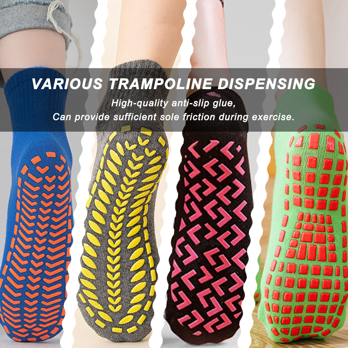 Wholesale Custom Home Floor Socks Spring Breathable Jump Grip Socks Adult Children Baby Anti-slip Trampoline Park Socks