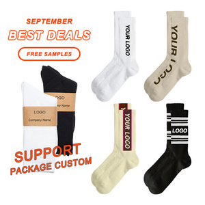 September Discount OEM Designer Socks Performance Cotton Men Custom Socks Gym Athletic Comfort Cushion Crew Socks