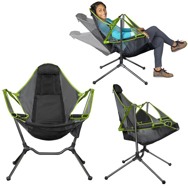 Hammock Camping Chair Folding Rocking Chair Portable Adjustable Back Swinging Chair with Cup Holder for Outdoor