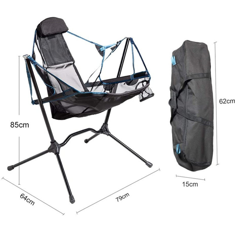 Hammock Camping Chair Folding Rocking Chair Portable Adjustable Back Swinging Chair with Cup Holder for Outdoor