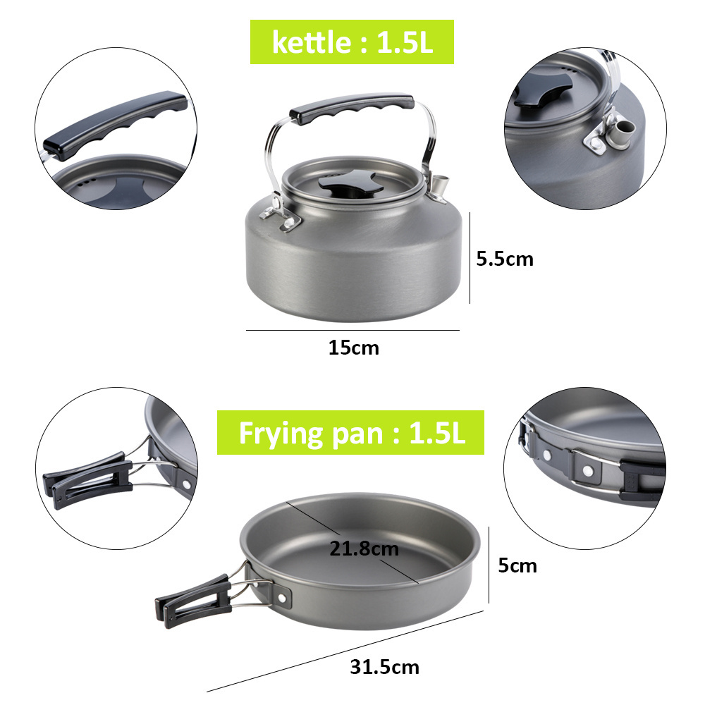 6 person Camping Cookware Set Camping Gear Campfire Utensils Non-Stick Cooking Equipment with Storage Bag for Outdoor Hiking