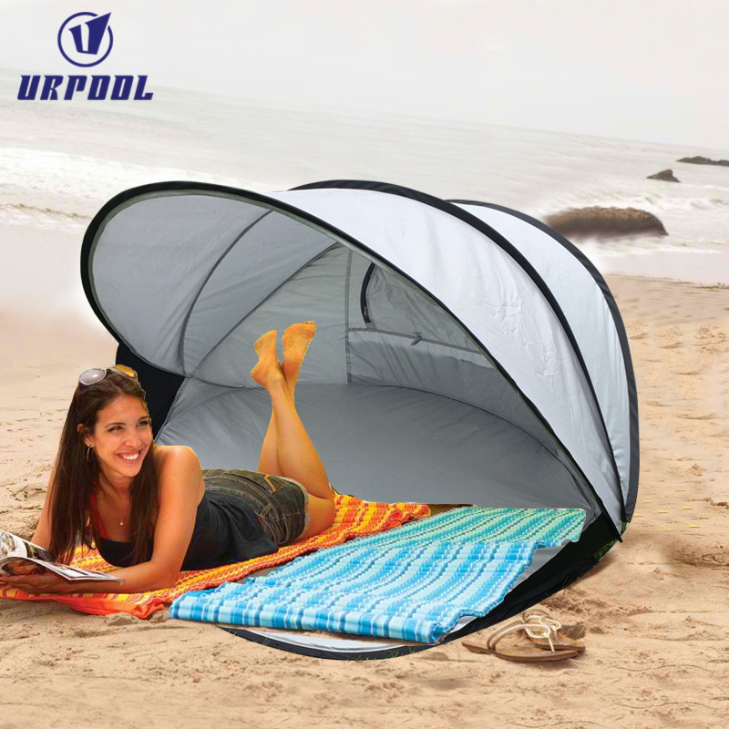 1-2 Persons Outdoor Beach Umbrella  Sun Shelter Automatic Pop Up Beach Tent for Beach