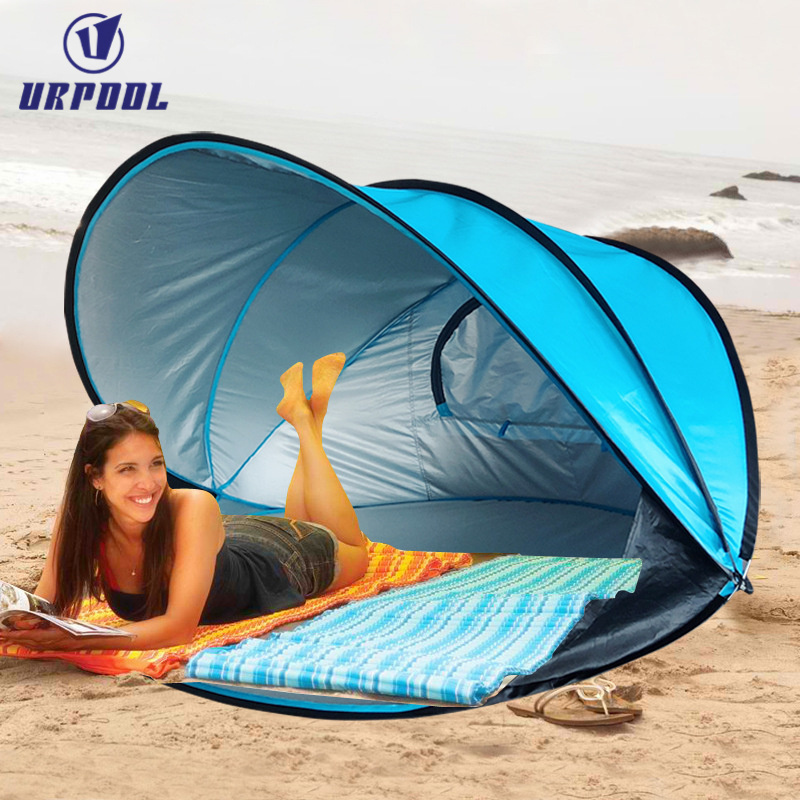 1-2 Persons Outdoor Beach Umbrella  Sun Shelter Automatic Pop Up Beach Tent for Beach