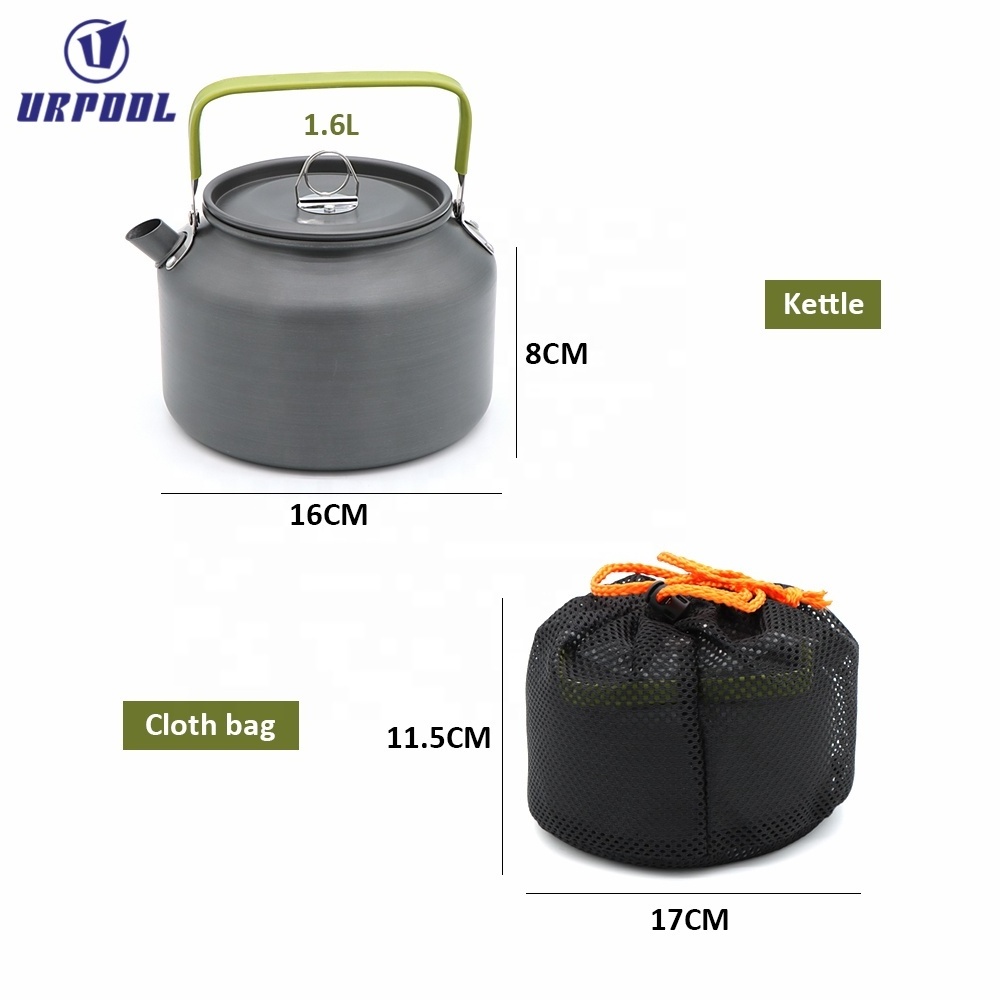 1.6L/1.8LHard Anodized Aluminum Tea Kettle Camping Outdoor Hiking Picnic Pot Water Boiler for Coffee Easy to Clean Tea Pot