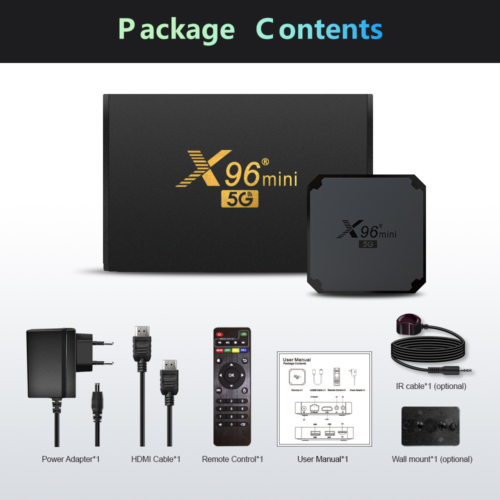 OEM High Quality  Spain French IPTV X96 mini 5G WIFI Set Top TV Box Android 4K Smart TV box