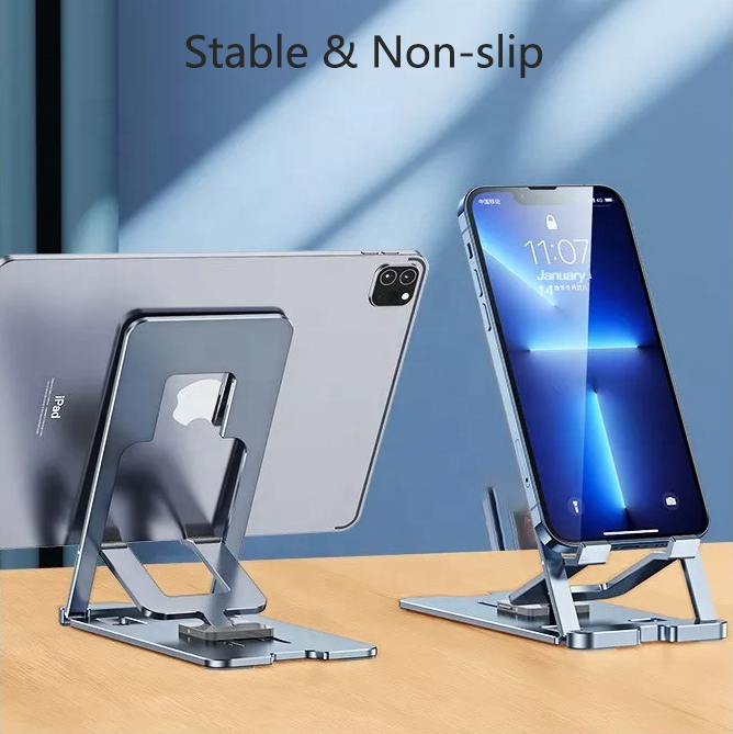 Thin Design Portable Aluminum Alloy Phone Stand Adjustable Angle Folding Bracket Holder for Desk Home Office