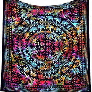 Tie Dye Elephant Mandala Tapestry Screen Printed Wall Hanging 100% Cotton Material Good Quality Tapestries Hippie Beach Decor