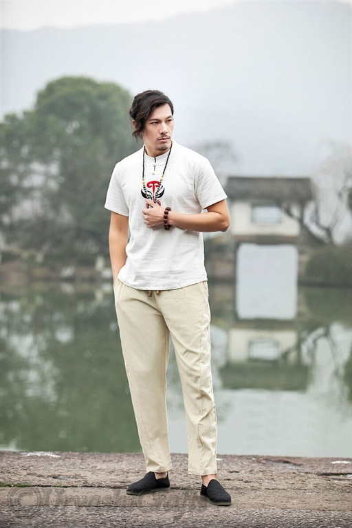 Linen Clothing Custom Lightweight Drawstring Elastic Waist Casual Pant 100% Linen Cotton Fabric Casual Wear Men's Trousers OEM