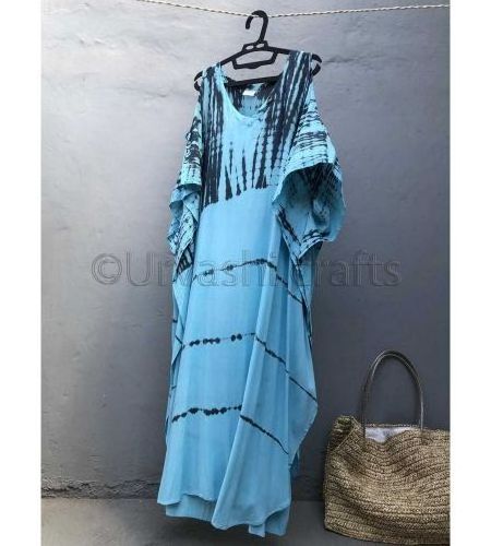 2020 New Arrival Women batik Tie Dye Bathing Long Sleeve Thailand Indonesia Kaftan Dress For Beach Holiday Morrocon Kaftan Dress