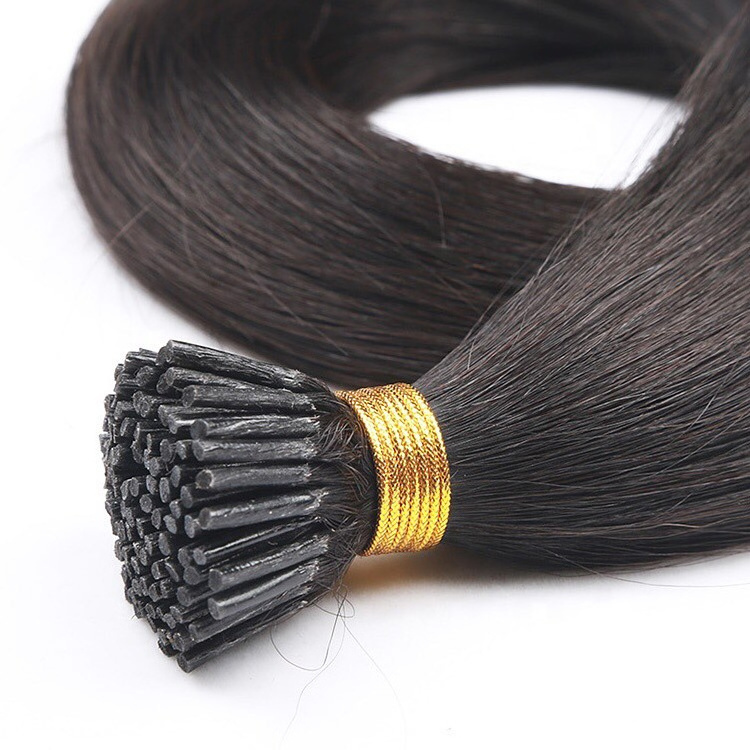 Wholesale straight super double drawn  tangle free silver gray raw virgin russian i tip human hair extensions