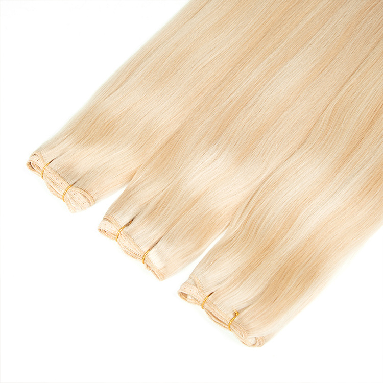 Top Quality Straight Hair Weft Extensions Blonde Double Drawn Virgin Human Hair Machine Made Wefts