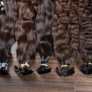 Customize Unprocessed Double drawn Factory bulk human hair for braiding russian hair extensions wholesale bulk human hair