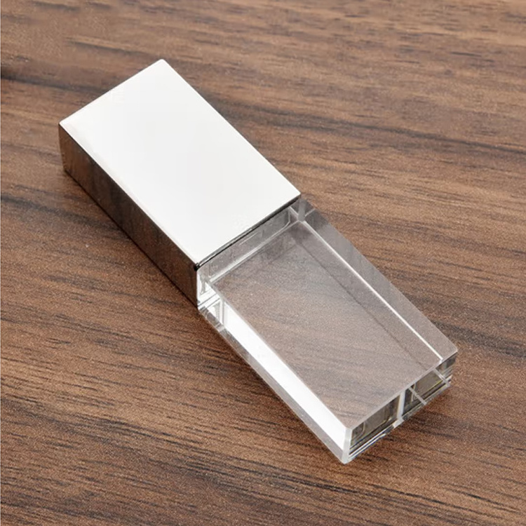 2023 Gadgets Corporate Gifts Cles USB 2.0 3.0 32GB 64GB 128GB Pormo Memoria USB LED Glass Flash Drive With Box Wedding USB stick